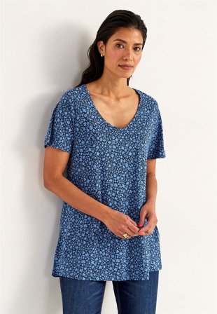 Cellbes of Sweden - Småblomstret jerseytunika i blå / blomstret til damer i størrelse 46/48