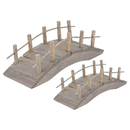 2 stk Mini Buebro Mini Hus DIY Hagebro Dekorasjon Tre Små Buebro Håndverk