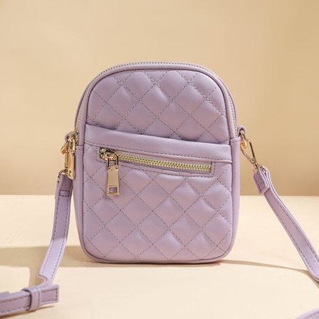 Mini telefonveske Rutet kjedeveske LILLA