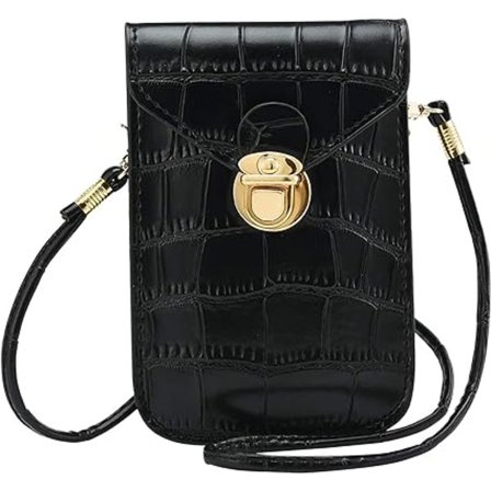 Musta, puhelimen kotelo, puhelimen laukku crossbody PU nahkainen lompakkokassi S