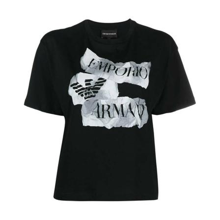 Emporio Armani, T-Shirts Czarny, Kobieta, Rozmiar: L
