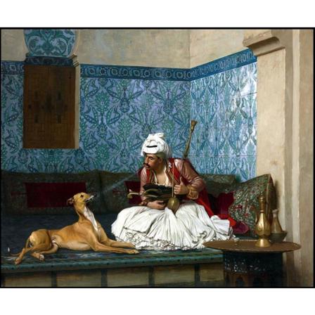 Arnaut Blowing Smoke In His Dog's Nose, Jean-leon Gerome Brun