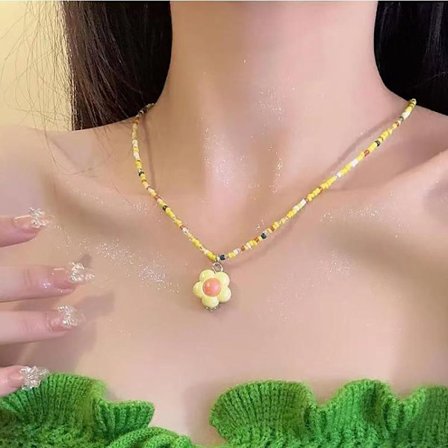 Blommigt halsband för kvinnor Nyckelbenskedja H H