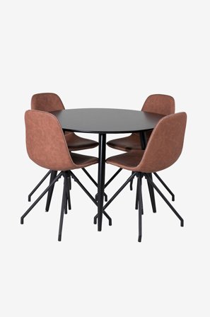 Venture Home - Spisebordssett Plaza med 4 stoler Polar - Svart - Spisegrupper - Fra Homeroom