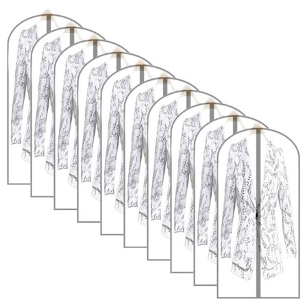 Tøjbeskytter Beklædningsbeskytter Beskyttende Støv (Sæt med 10) til Opbevaring Plast Hængende Kjolepose Kjoler Lang med Lynlås Garderobe