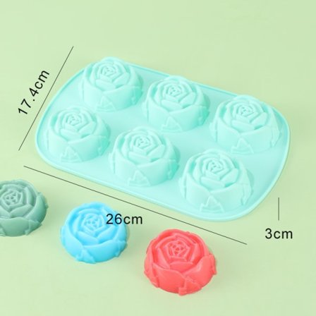 Sæt med 2 store rosenblomst isterning chokolade sæbebakke form silikonefest
