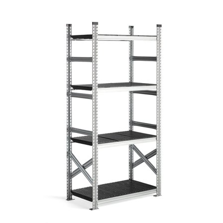 Galvanised food shelving TRANSFORM, basic unit, 1972x900x500 mm, black