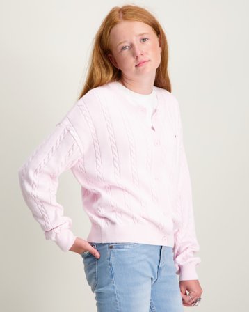 Tommy Hilfiger CABLE CARDIGAN Rosa Pullover Mädchen - Kids Brand Store