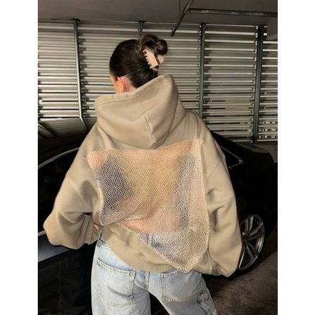 Backstage Crystal Mesh -huppari, muodikas katumuotipusero, aprikoosi, koko XS