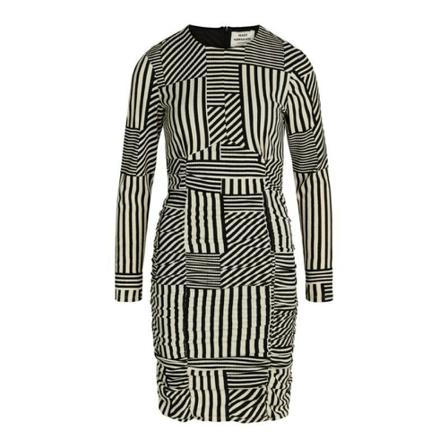 Mads Nørgaard Mads Nørgaard Stripe Play AOP/Black Amelia Kjole Pollux Grå, Dame, Størrelse: XS