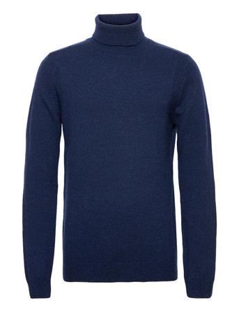 Aksimon Lambswool Roll Neck Knit Blue Anerkjendt