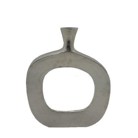 Abstrakti soikea maljakko, 31x5x41cm, hopeanvärinen nikkelialumiinia