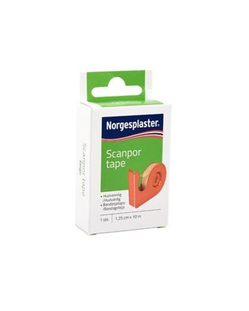 Norgesplaster Scanpor tape med dispenser 1,25 cm x 10 m beige 1 stk