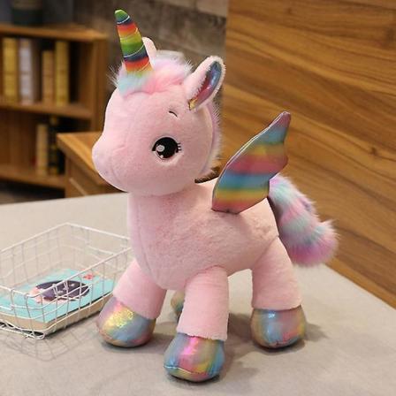 1 stk 40 cm Fantastisk Enhjørning Plysjleketøy Regnbue Med Vinger Fylt Unicornio Dukker Leker Til Jente Barn Bursdagsgave Pute pink 40CM