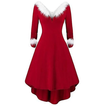 Julekjoler Kompatibel med Dame Langærmet V-hals Kjole Feriekjole{ROG}