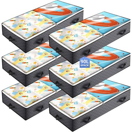 6 st 90L förvaringslådor under sängen, förvaringsväska under sängen