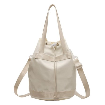 Nylon Bøtteveske med snøring Crossbody-veske HVIT
