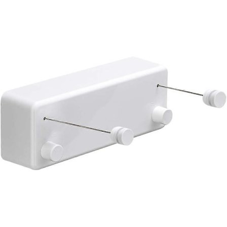 Udtrækkelig tørresnor ABS-kasse + Aluminiumstørrer med justerbar rustfri stål dobbelt reb snor Hotel Style Heavy Duty, vægmonteret metode, 13.8 Fe