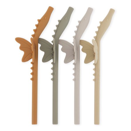 Drage Sugerør for Barn i Silikon 4-pakning - Konges Sløjd