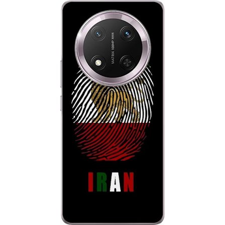 Kompatibel Mobilcover til Honor Magic7 Lite Fingeraftryksformat som Irans flag med løvemotiv på sort dramatisk baggrund