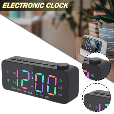 Digitalt vækkeur Radio Spejl Overflade Snooze FM Radio Sleep Timer