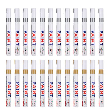 24 stk malingsmarkører sett oljebasert vanntett merking dekk sjekk inn reparasjon penn malingsverktøy