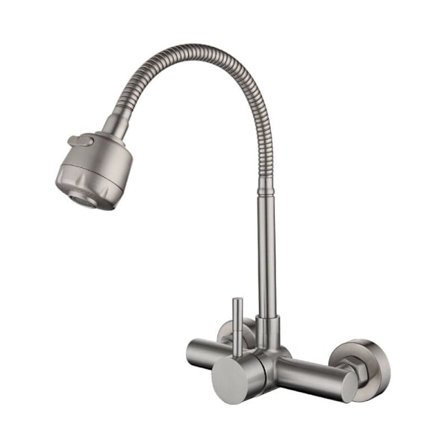 Kjøkkenkran i 304 rustfritt stål, veggmontert, 360° svingbar