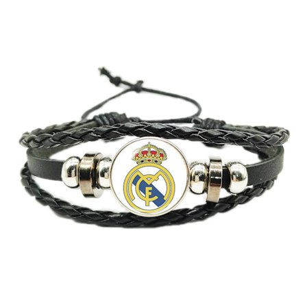 Jud- Fodboldfans Tid Juvel Væv Justerbar Læder Rep Armbånd Real Madrid