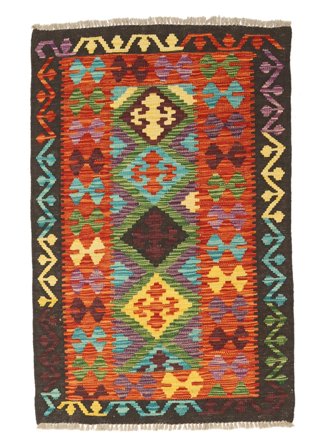 Handvävd Kelim Afghan Old Style Matta 81X124 Mörkröd/Svart