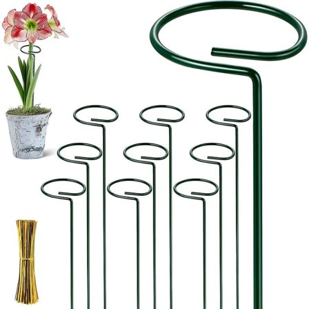 Sett med 10 metallplantestøtter, blomsterpinner for robuste hageplanter for amaryllis, liljer, peoner, papirsnørose, orkideer