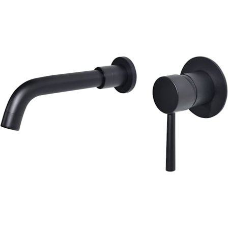 Veggmontert blandebatteri i svart messing, med 360 graders roterende tut, skjult servantbatteri