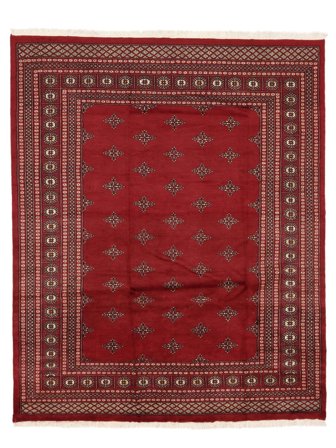 Pakistan Bokhara 2Ply Tæppe Håndknyttet 199X247 Mørkerød/Sort Pakistan