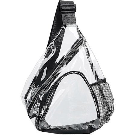 Genomskinlig PVC Sling Bag, godkänd för stadion, ryggsäck med justerbar rem [DB]