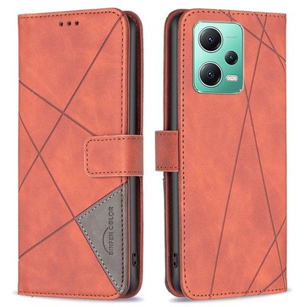 Xiaomi Redmi Note 12 5G BINFEN COLOR Præget Flip Cover - Brun