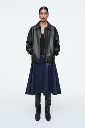 COS Women's Wet Look Denim Skirt in Blue