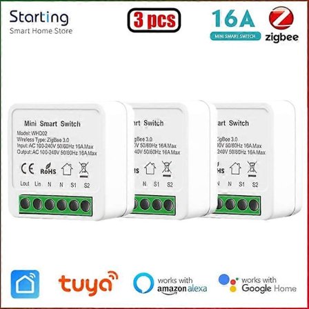 10 stk Zigbee 3.0 Mini Smart Switch Yandex Alice Tuya Smart Home DIY Lysbryter