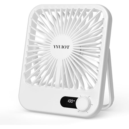 Pöytätuuletin akkukäyttöinen, USB ladattava tuuletin, 2400mAh 180° hiljainen henkilökohtainen tuuletin tehonäytöllä, 100 nopeutta säädettävä 