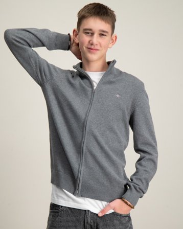GANT CASUAL COTTON CARDIGAN Grå Tröjor Kille - Kids Brand Store