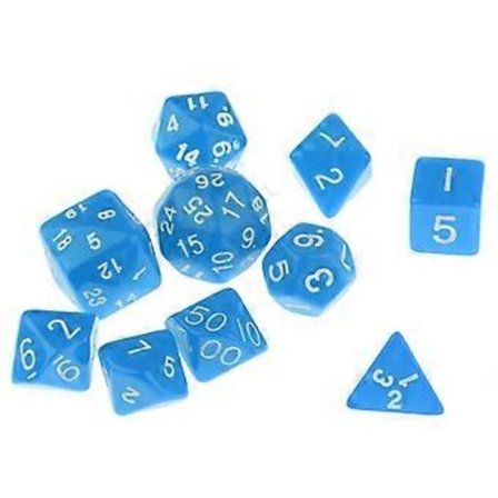 10x Mångsidiga D&D Polyedriska tärningar D4-D30 för bordsspel blå(blå)