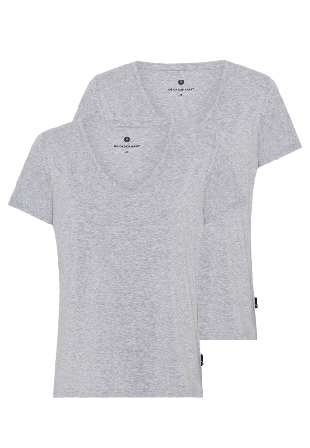 JBS of Denmark 2-pack Bambu, T-shirt V-neck, Svart Linnen Dam Grå S