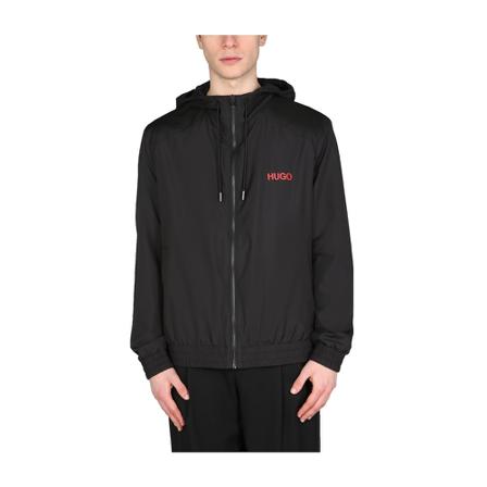 Hugo Boss, Jacket With Logo Print Zwart, Heren, Maat:M