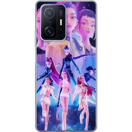 Yhteensopiva Puhelinkuori Xiaomi 11T K-pop-inspiroinut tulevaisuutta ennakoiva tyttöryhmä neonvaloissa ja kosmisessa sci-fi-esiintymislavalla