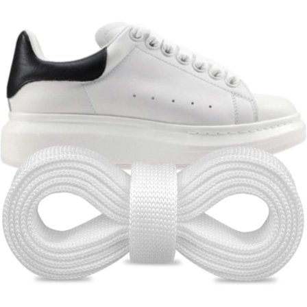 Udskiftnings flade snørebånd til Alexander McQueen sneakers - Hvid 45 tommer [BR]
