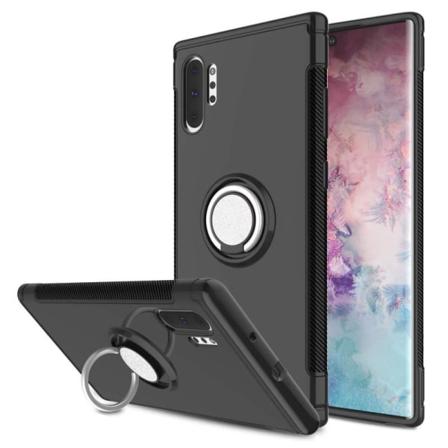 Samsung Note 10 Plus Praktisk Stöttåligt Skal Med Ringhållare V2 Svart