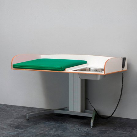 Höhenverstellbarer Wickeltisch NEIL, inkl. Waschbecken R/H, 1400x800 mm