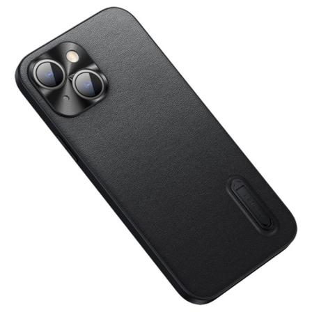 Iphone 14 Pu Leather Coated Tpu Mobilskal - Svart Black