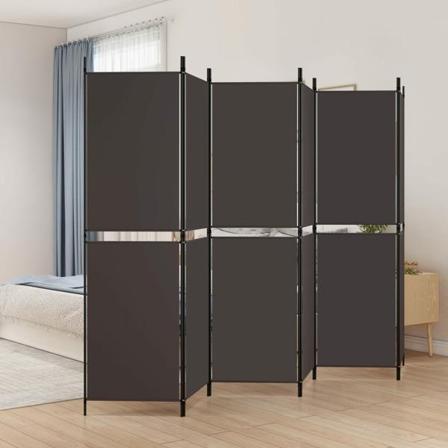 Vidaxl Rumsavdelare 6 Paneler Brun 300x180 Cm Tyg Brun