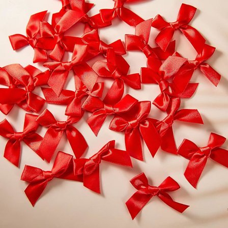24 stk selvklebende satengbåndsløyfer for DIY-håndverk Valentinsdag Babyshower Kortlaging Ornamenter, 5 cm bredde (rød)
