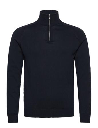 Bs Knud Regular Fit Knitwear Tops Knitwear Half Zip Jumpers Navy Bruun & Stengade