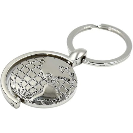 Nøglering Roterende Verdenskort Nøglekæde Globe Jordhæng Nøglekæde Sølv (1 stk)